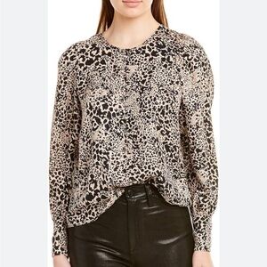 Rebecca Taylor Leopard Print Silk Blouse – Size 4